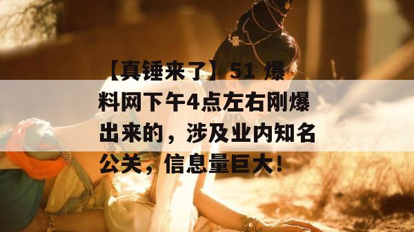 【真锤来了】51 爆料网下午4点左右刚爆出来的，涉及业内知名公关，信息量巨大！